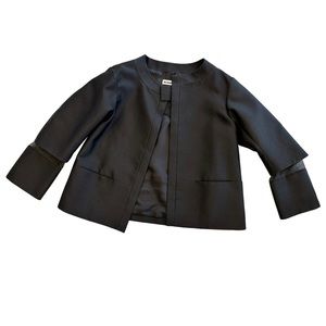 Black Jil Sander Wool Dinner Jacket Peakaboo Sheer Sleeve Accent, EUR 38